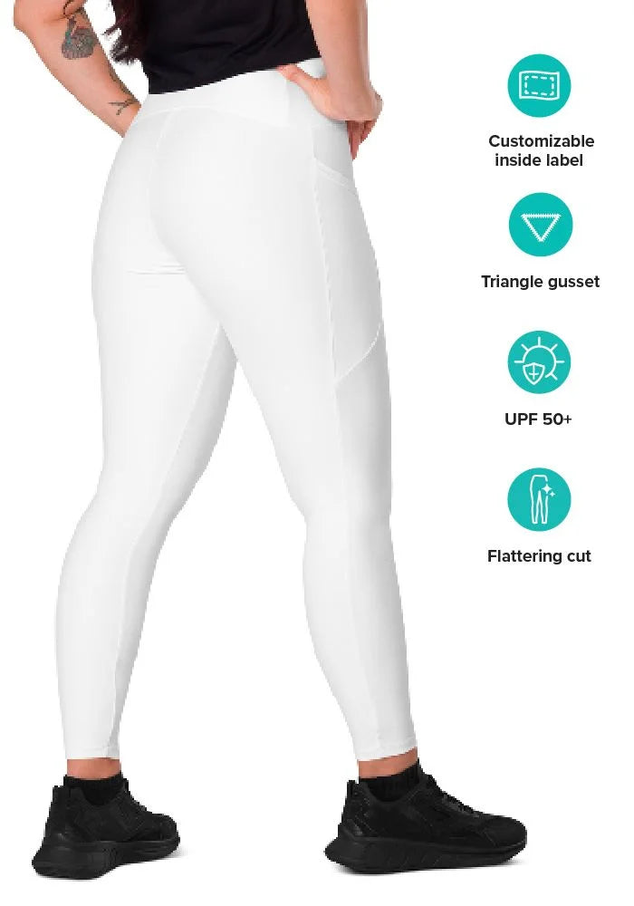 All-Over Print Recycled Crossover Leggings with Pockets - yoga
