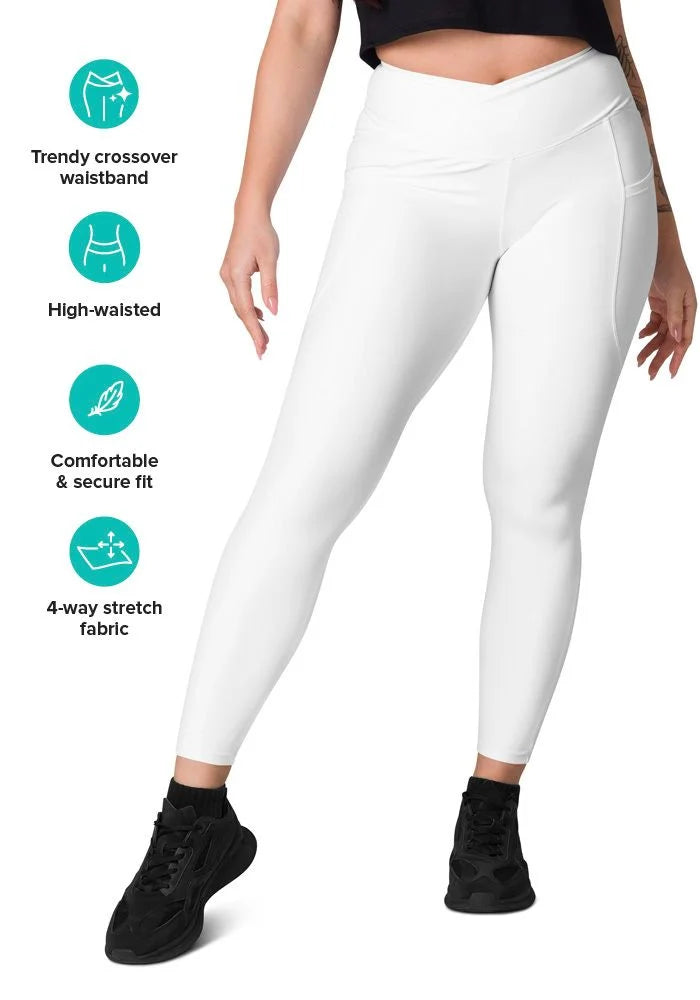 All-Over Print Recycled Crossover Leggings with Pockets - yoga