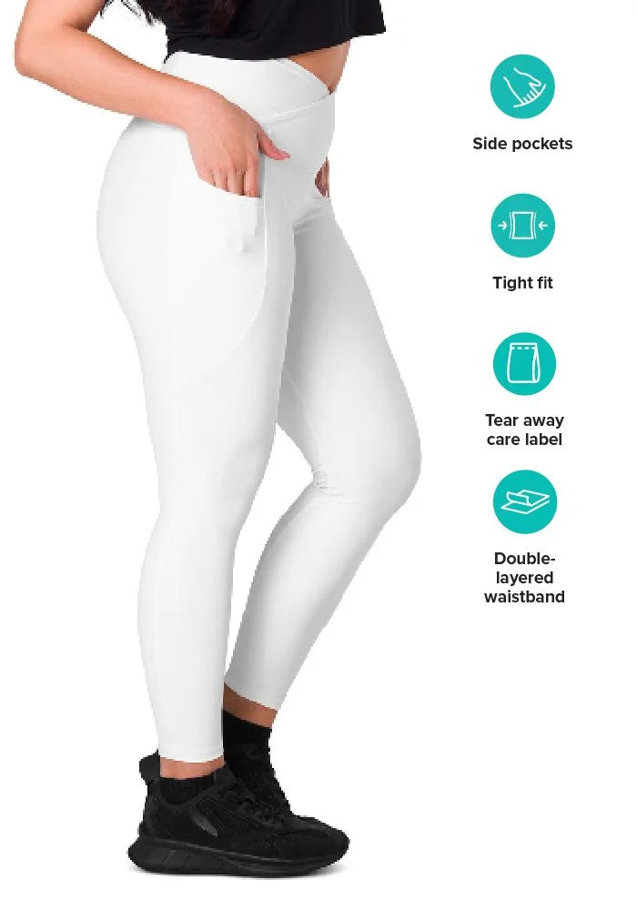 All-Over Print Recycled Crossover Leggings with Pockets - yoga