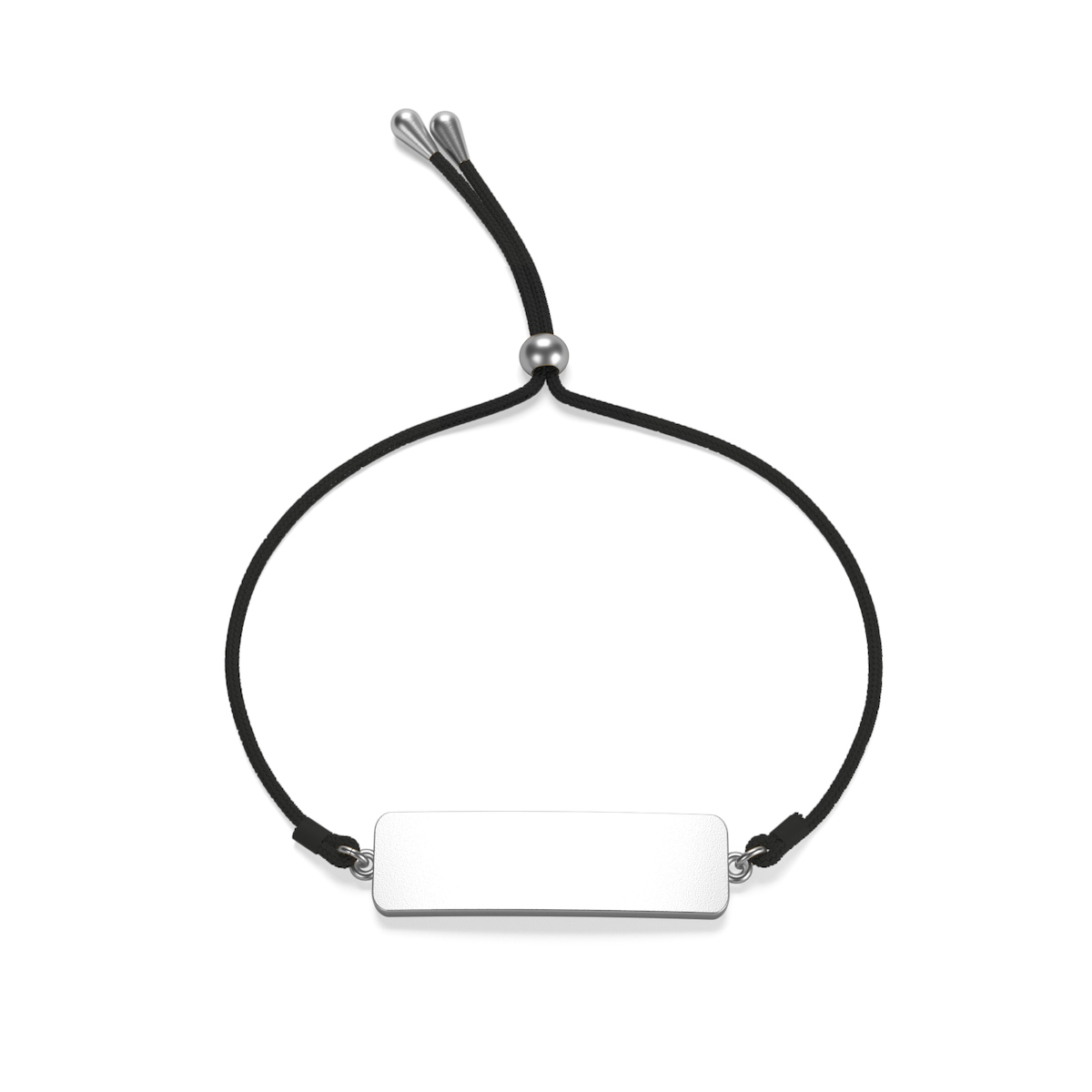 Custom rectangle cord bracelet silver